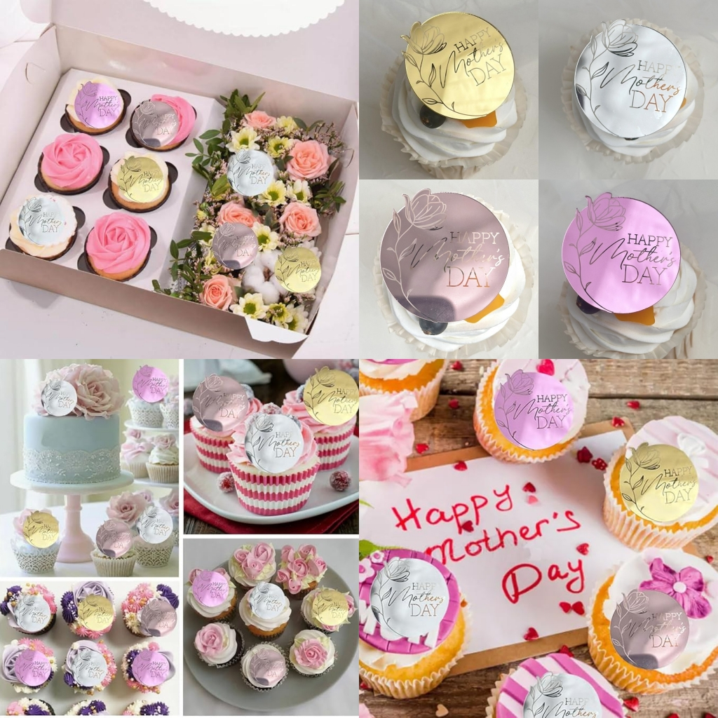 12 ชิ้น Happy Mothers Day Cupcake Topper, Happy Mothers Day Topper, Mothers Day Theme Party Cupcake 