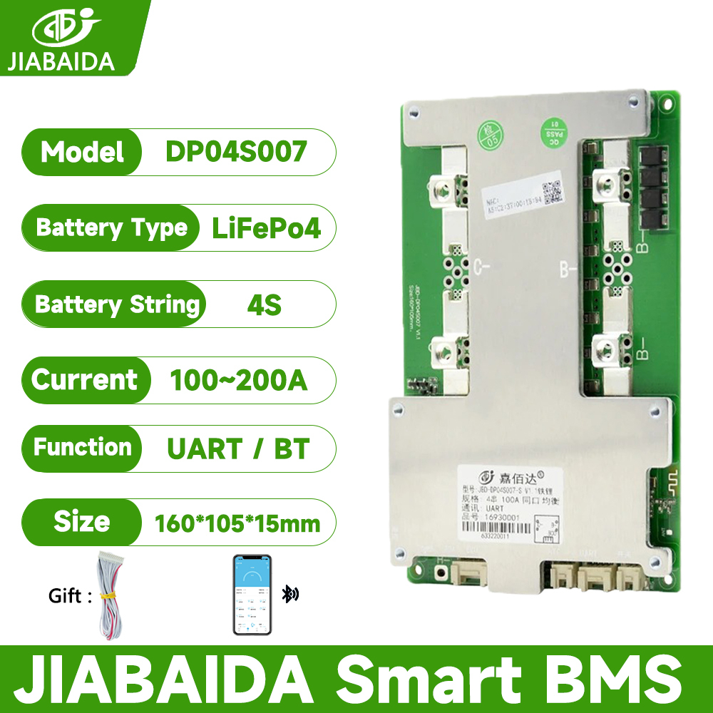 JBD สมาร์ท BMS 100A 150A 200A Discharge Lifepo4 4S 12V BMS Bluetooth Balance Uart Jiabaida BMS