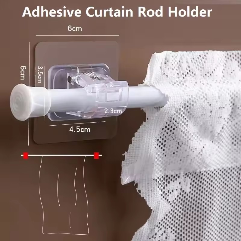 แนะนำ ผ้าม่าน 2/4/10pcs ผ้าม่าน Rod Brackets Self กาวผ้าม่าน Rod ผู้ถือตะขอเล็บฟรีปรับผ้าม่าน Rod Hooks ผ้าม่านแขวน ราคาพิเศษ มีเก็บเงินปลายทาง