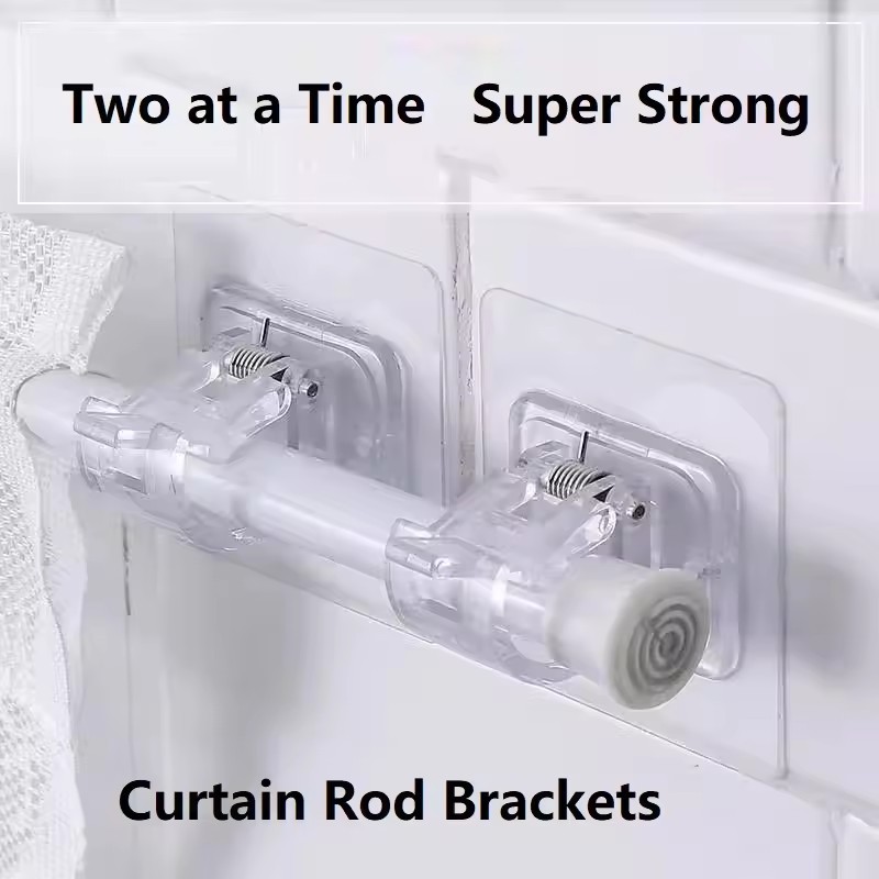 แนะนำ ผ้าม่าน 2/4/10pcs ผ้าม่าน Rod Brackets Self กาวผ้าม่าน Rod ผู้ถือตะขอเล็บฟรีปรับผ้าม่าน Rod Hooks ผ้าม่านแขวน ราคาพิเศษ มีเก็บเงินปลายทาง