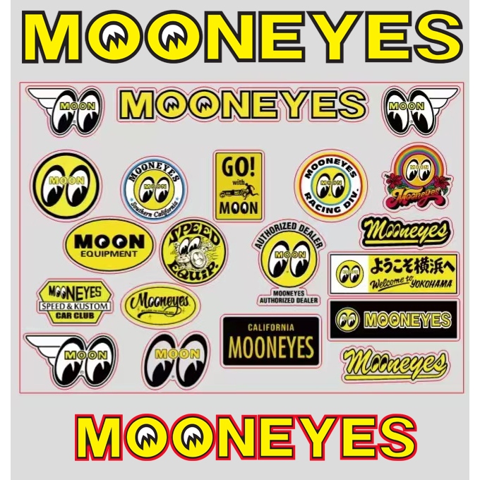 1 ชุด Mooneyes Racing กันน้ํารถสติกเกอร์จัดแต่งทรงผมสําหรับกันชนหน้าต่าง Scratch-Proof SUV Fine Decal Decor