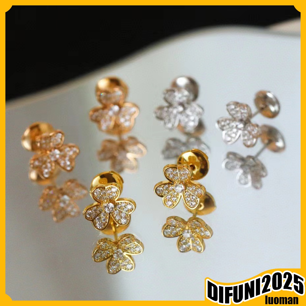 Clover mini ต่างหูสุภาพสตรี rhinestone เต็มรูปแบบ