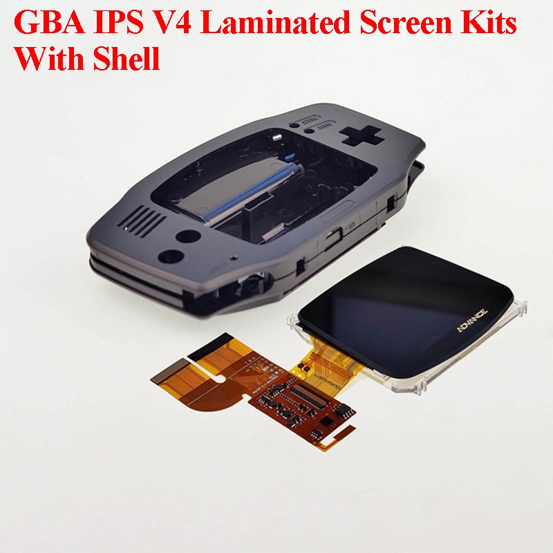 เปลี่ยน GBA IPS V4 ลามิเนตชุดหน้าจอ LCD สําหรับ Gameboy Advance IPS V4 ความสว่างสูง 15 ระดับหน้าจอเกมพร้อมเปลือกแบบกําหนดเอง