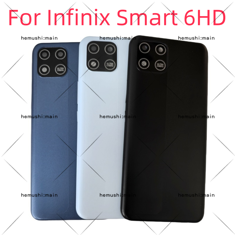 ฝาหลังแบตเตอรี่กระจกสําหรับ Infinix Smart 6 HD 6HD X6512 ด้านหลังกระจกด้านหลัง