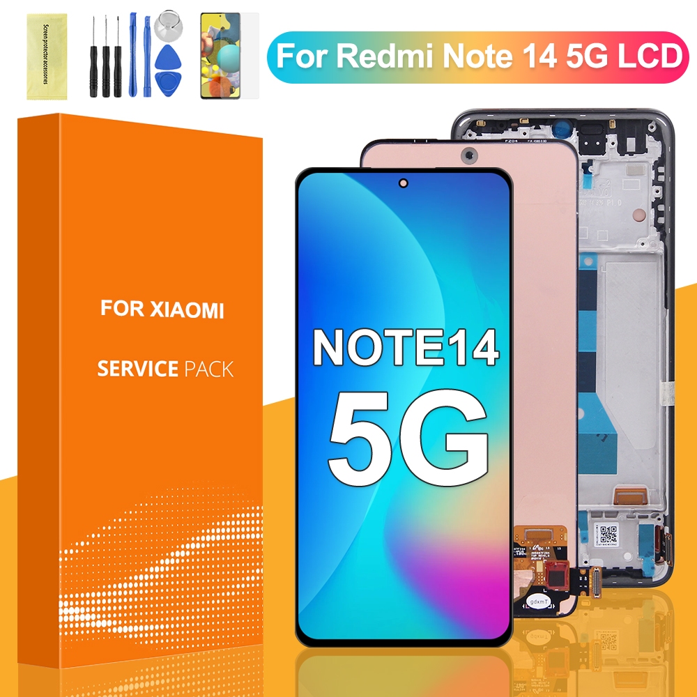 AMOLED Xiaomi Redmi Note 14 5G LCD 24094RAD4G จอแสดงผล Digitizer พร้อมกรอบชุดหน้าจอสัมผัส