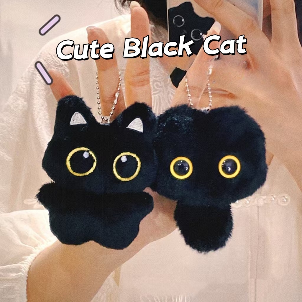 Squeaking Cat Black Cat Briquettes พวงกุญแจ Influencer จี้ของเล่นตุ๊กตา