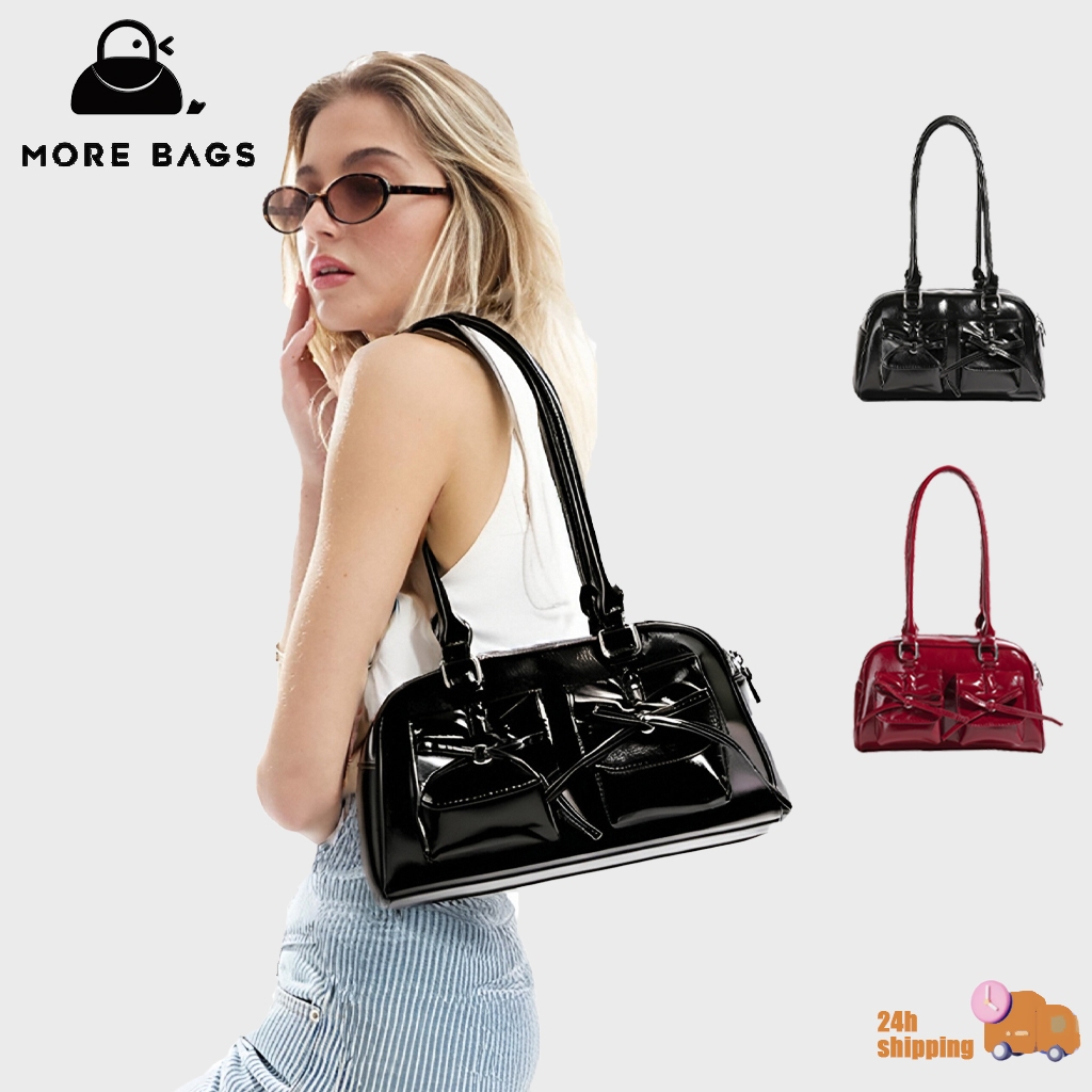 สไตล์เกาหลีใต้วงแขนกระเป๋าผู้หญิงใหม่ 2025 ซอก สูง-ดูบัลเล่ต์สไตล์โบว์กระเป๋าบาแกตต์แฟชั่นประณีตเรียบง่ายกระเป๋าสะพาย