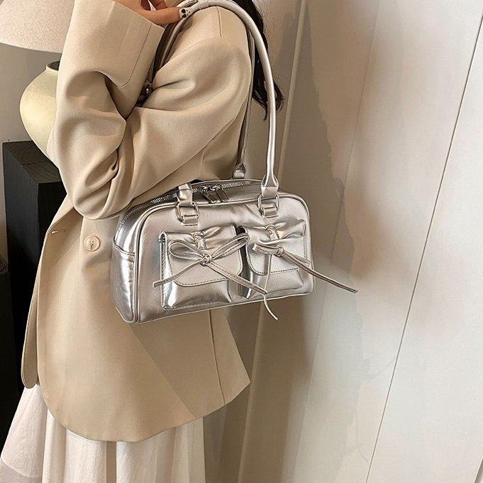 สไตล์เกาหลีใต้วงแขนกระเป๋าผู้หญิงใหม่ 2025 ซอก สูง-ดูบัลเล่ต์สไตล์โบว์กระเป๋าบาแกตต์แฟชั่นประณีตเรียบง่ายกระเป๋าสะพาย - รูปที่ 3