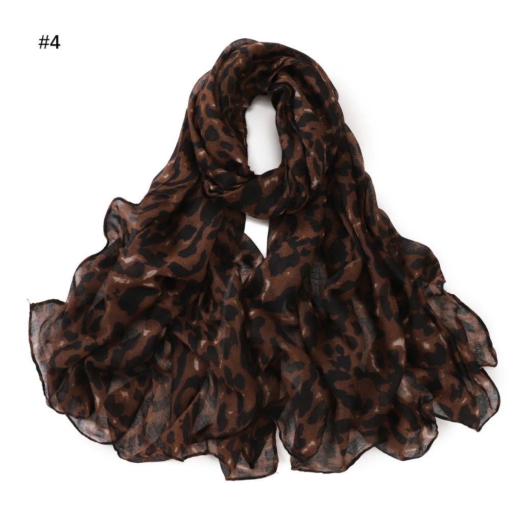 เสือดาว Patchwork พิมพ์ผ้าคลุมไหล่ผ้าพันคอผู้หญิง Pashmina Hijab ผ้าคลุมไหล่มุสลิม Voile Headscarf Hijab