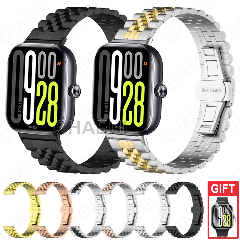 สแตนเลสสตีลสายสร้อยข้อมือโลหะอุปกรณ์เสริมสําหรับ Redmi Watch 5 4 3 Active Lite