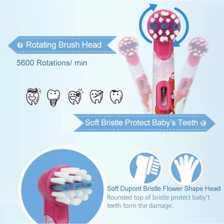 Oral B แปรงสีฟันไฟฟ้า ขนแปรงนุ่มพิเศษ ตั้งเวลาได้ 2 นาที กันน้ํา พร้อมแปรง แบบเปลี่ยน สําหรับเด็ก