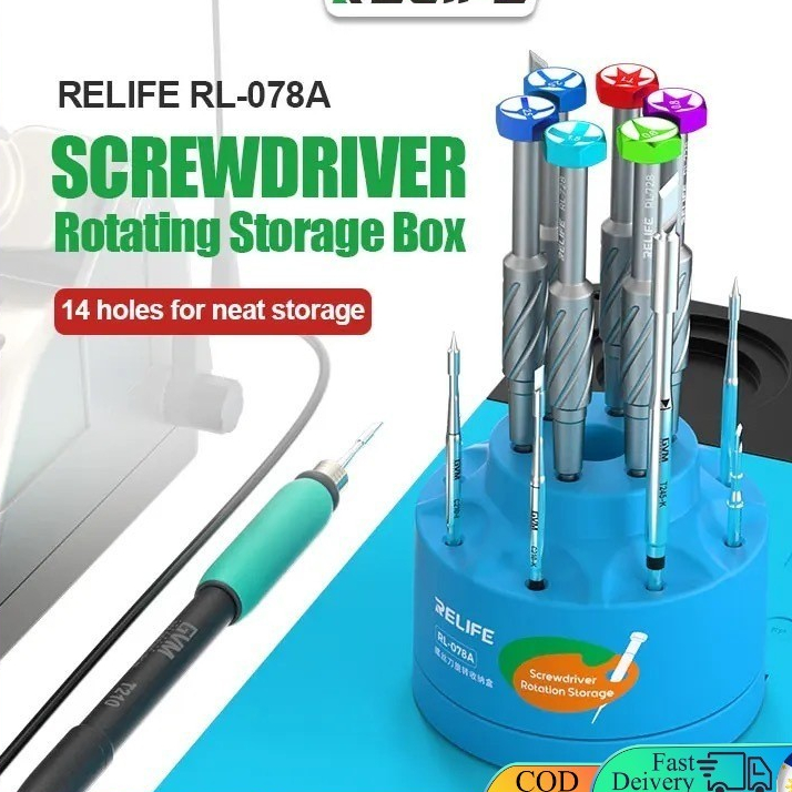 relife RL-078A ไขควง 360 องศาหมุนเครื่องมือบํารุงรักษากล่องเก็บซ่อมโทรศัพท์มือถือ