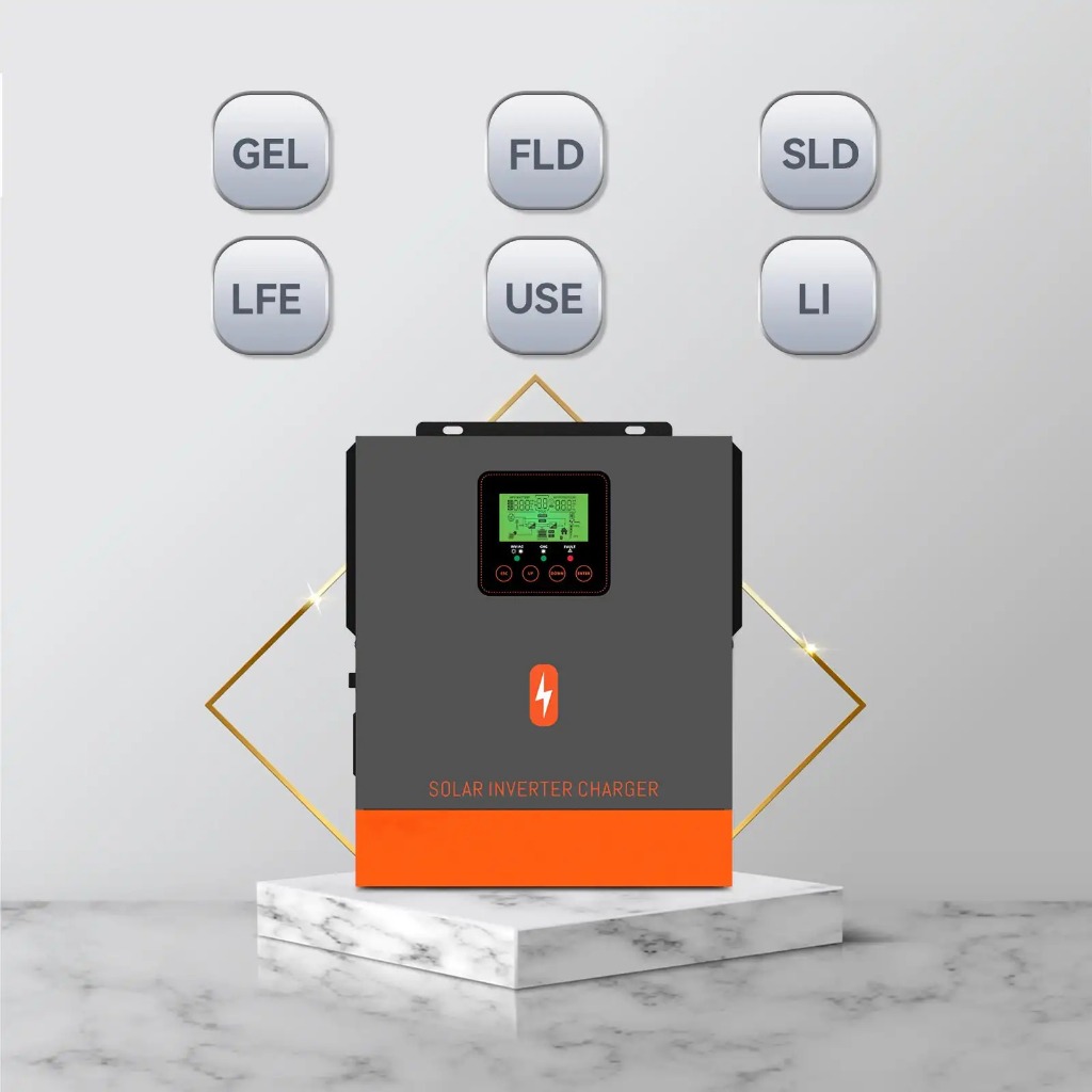 PowMr 1.5KW 24V Off Grid Solar Hybrid Inverter 230Vac ในตัว 80A MPPT Solar Charge Controller 50/60Hz Auto Identify Pure Sine Wave Inverter PV Voltage 30Voc-150Voc แบตเตอรี่ต้องรับประกัน 2 ปี