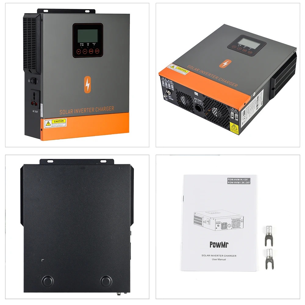 PowMr 1.5KW 24V Off Grid Solar Hybrid Inverter 230Vac ในตัว 80A MPPT Solar Charge Controller 50/60Hz Auto Identify Pure Sine Wave Inverter PV Voltage 30Voc-150Voc แบตเตอรี่ต้องรับประกัน 2 ปี