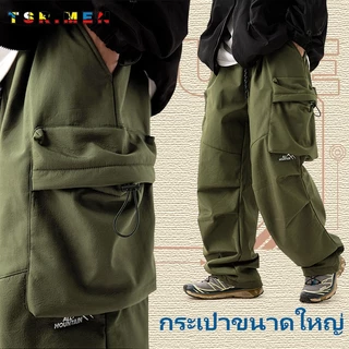 TSR.Men กางเกงคาโก้ผู้ชาย เอวยางยืด ขาตรง กันน้ำแห้งเร็ว สไตล์ลำลอง เหมาะสำหรับการเดินป่ากลางแจ้ง เท่ เทรนด์ ฤดูฝน