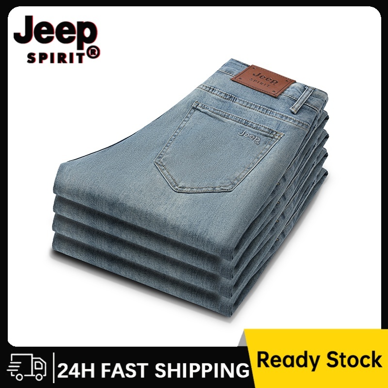 Jeep SPIRIT Jeans สําหรับผู้ชายกางเกงยีนส์ลําลองแบบบาง