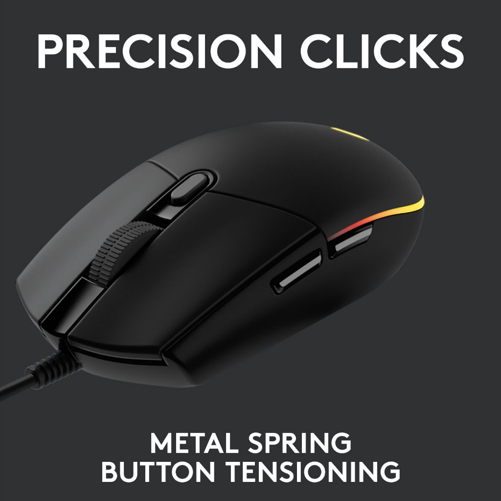 Logitech G102 LIGHTSYNC Gaming Mouse (Black) 8,000 DPI (เมาส์เกมมิ่ง พร้อมไฟ RGB)