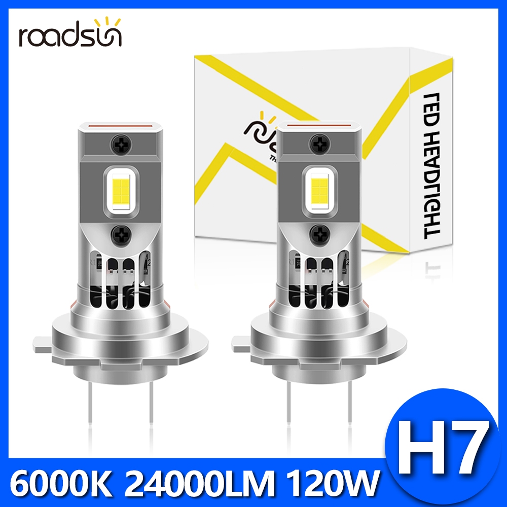 Roadsun 2 ชิ้น H7 Led ไฟหน้ารถหลอดไฟ 120 วัตต์ 24000LM 6000 พันสีขาว 1:1 ขนาด High Beam Low Beam ไฟหน้า 900% Bright 12/24 โวลต์ CSP ชิปพัดลม Canbus ไม่มีข้อผิดพลาด Plug-N-Play กันน้ํา