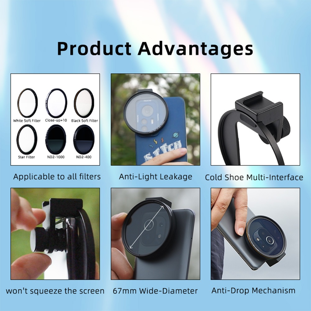 Lightdow 67 มม.โทรศัพท์เลนส์กรองสําหรับ ND Filter CPL Filter Soft Filter Star Filter