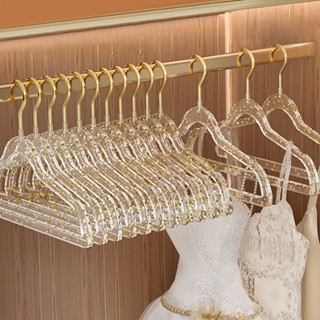 30Pcs ใหม่ ไม้แขวนเสื้อแบบใส พลาสติกกันลื่น ไม้แขวนลายกลิตเต…