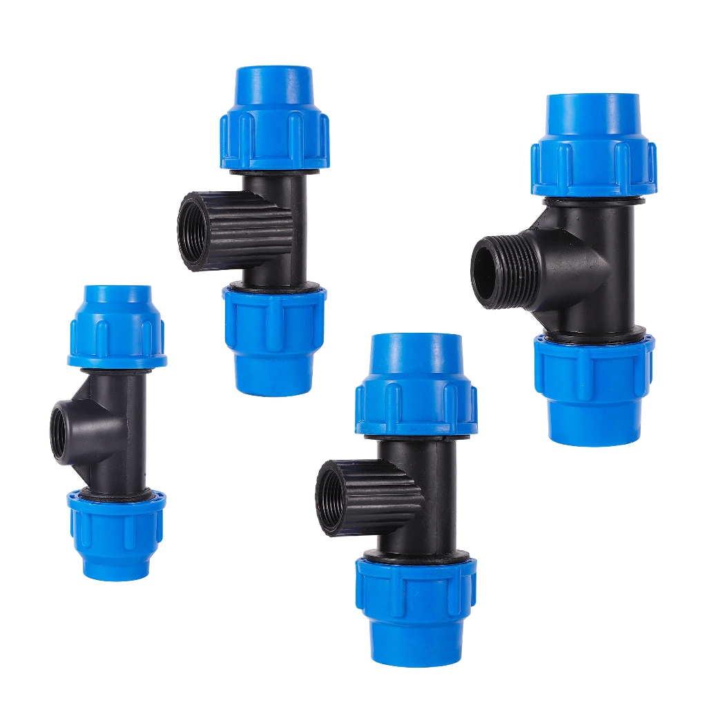 1/2 "3/4" 1" ถึง 20 มม. 25 มม. 32 มม.ท่อ PE Tee Farmland Micro-irigation Sprinkler ชลประทาน PE ท่อ Quick การเชื่อมต่อ Tee