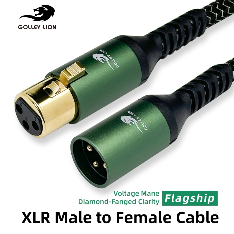 Golley LION สาย XLR ตัวผู้เป็นตัวเมีย | ทองแดงฝังเงิน | สตูดิโอและไมโครโฟนสดเสียงบาลานซ์