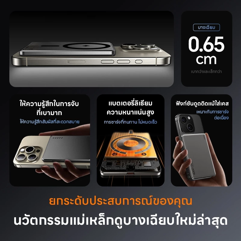 [CCC+ Qi2+ TISI]Uneed powerbank พาวเวอร์แบงค์ 12000/6000mAh portable charger PD 22.5W, power bank powerbank 10000 mah แท้ แบตสํารอง thumbnail 3