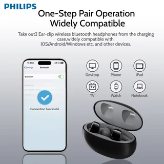 PHILIPS ชุดหูฟังบลูทูธ TAT2719 การนำกระดูกไร้สายแบบเปิดหูแบบแขวนหูแบบคลิปกีฬาชุดหูฟังลดเสียงรบกวน