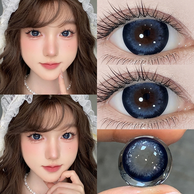 ตุ๊กตาคอนแทคเลนส์ตา 14.5 มม. KSSEYE 2 ชิ้น Lively Blue Soft เลนส์ประจําปีสําหรับผู้ชายผู้หญิง Prescription ธรรมชาติสายตาสั้นสีตา