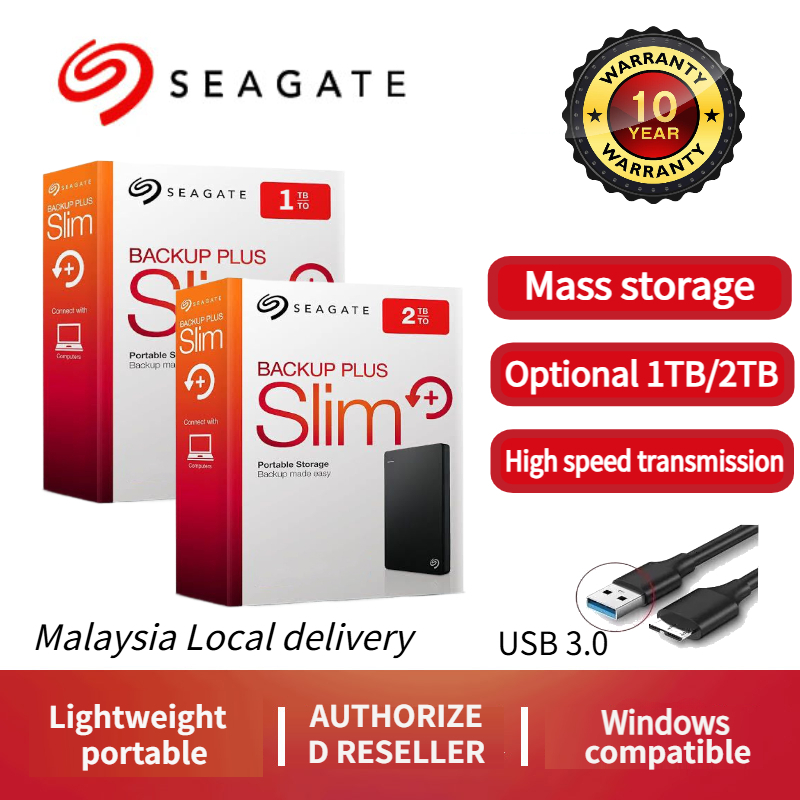 Seagate แท้ 1TB 2TB ฮาร์ดไดรฟ์ภายนอกแบบพกพา ฮาร์ดไดรฟ์ภายนอกแบบสัมผัสเดียวพร้อมรหัสผ่าน USB3.0; การฟื้นตัวข้อมูลกู้ภัยฟรีและถุงนุ่ม Seagate ฟรี