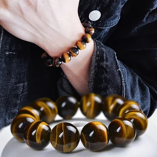 สร้อยข้อมือลูกปัดหินตาเสือสีเหลืองธรรมชาติสําหรับผู้ชายและผู้หญิงคู่เสน่ห์โชคดีโชคดีรักษาลูกปัดโยคะสมาธิแฟชั่นสร้อยข้อมือย้อนยุ