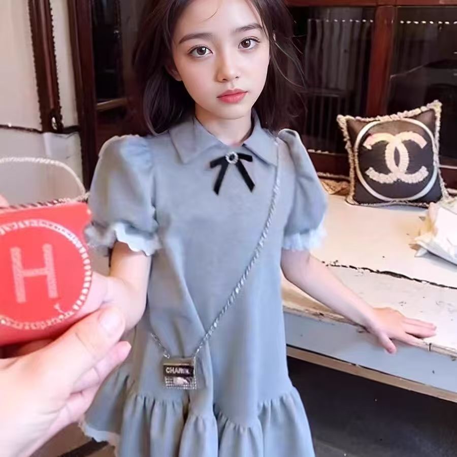 3-15ย สาวชุดบางเด็กใหม่ฤดูร้อนลูกไม้ชุดเจ้าหญิงสาวน้อยแขนสั้นชุดเจ้าหญิง