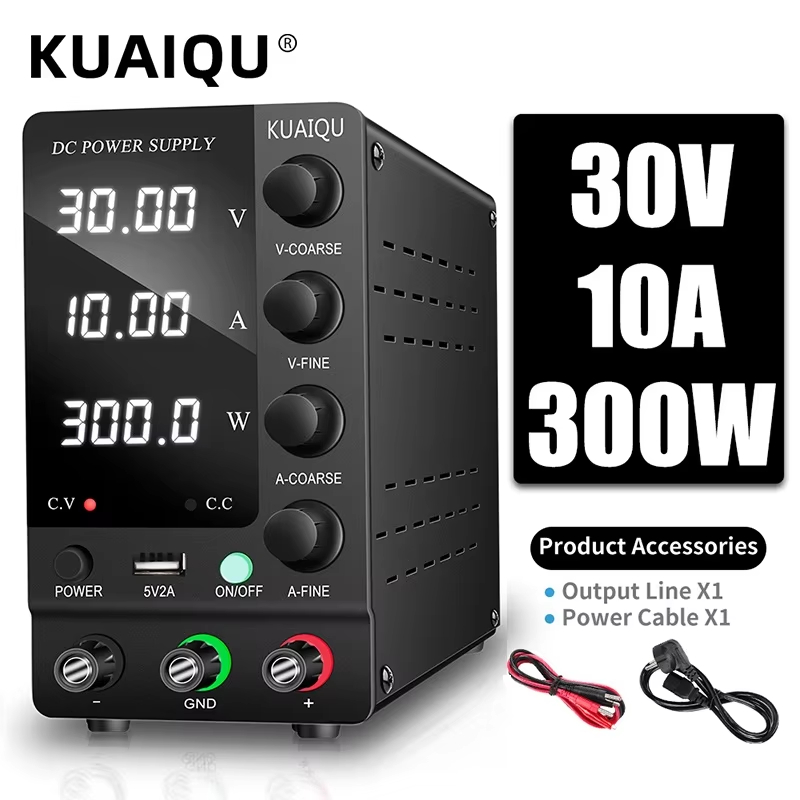 KUAIQU แหล่งจ่ายไฟ DC Variable 30V 10A ปรับ Switching Regulated DC Bench แหล่งจ่ายไฟพร้อมสวิตช์เอาต์พุต 32V 6A 60V 120V