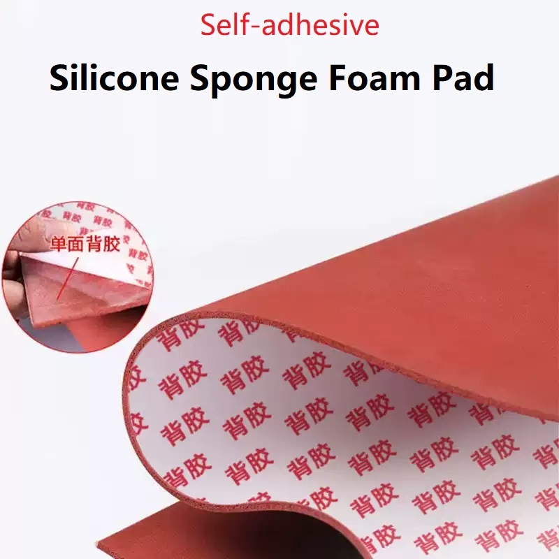 Adhesive Silione Foam Rubber Sheet กาว ซิลิโอน โฟมแผ่นยางกว้าง 50 ~ 400MM ซลล์ซิลิคอนฟองน้ําอุณหภูมิสูงต้านทานเสื่อสีแดง ตัวเอง กาวปิดผนึกปะเก็น
