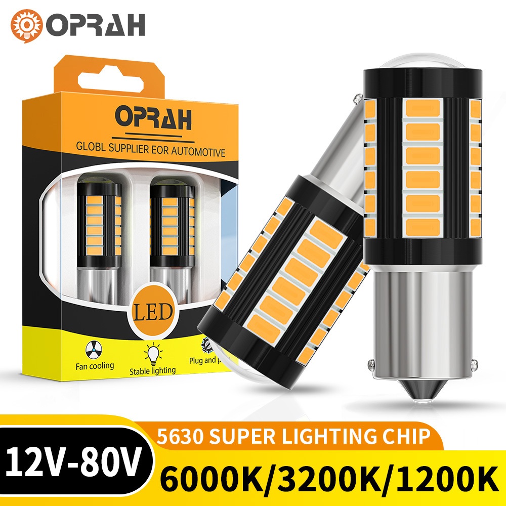 Oprah 2pcs 1156 BA15S P21W 1156 BAU15S PY21W 1157 Bay15d T20 7440 7443 LED Super Bright ไฟเลี้ยว 5630 33SMD ไฟท้าย LED ไฟเบรคย้อนกลับหลอดไฟรถยนต์