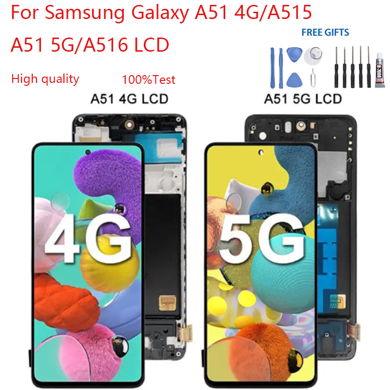 SAMSUNG Tft/oled/originalสําหรับsamsung Galaxy A51 4G/5G A515 A516 จอแสดงผลLCD Touch Screen Digitizer Assemblyจอแสดงผลอะไหล่