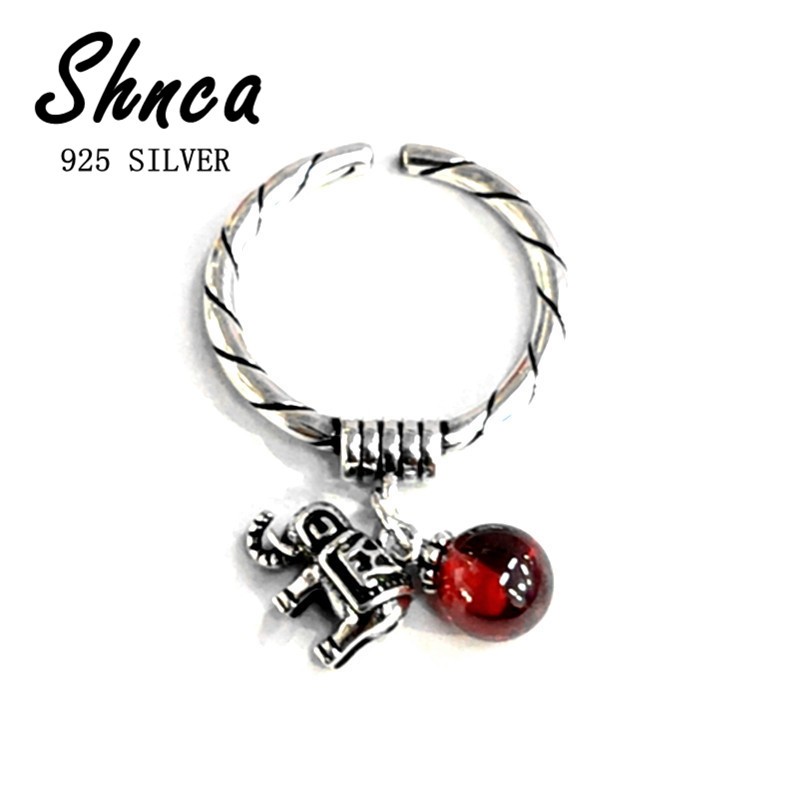 Retro Thai Silver 925 เงินสเตอร์ลิงแฟชั่นพู่ช้างหญิงเปิดแหวน LR259