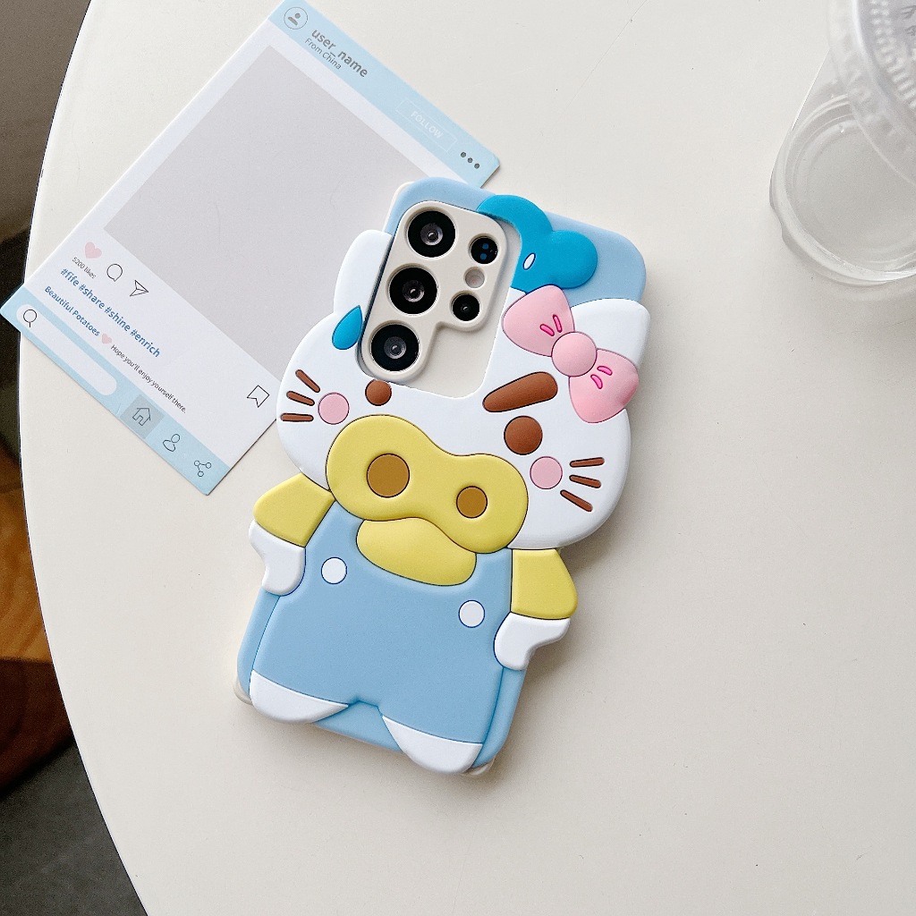 การ์ตูนน่ารัก 3D Hello Kitty Piggy เคส Samsung Galaxy S25 S24 S23 S22 S21 S20 FE Note20 A56 A36 A55 