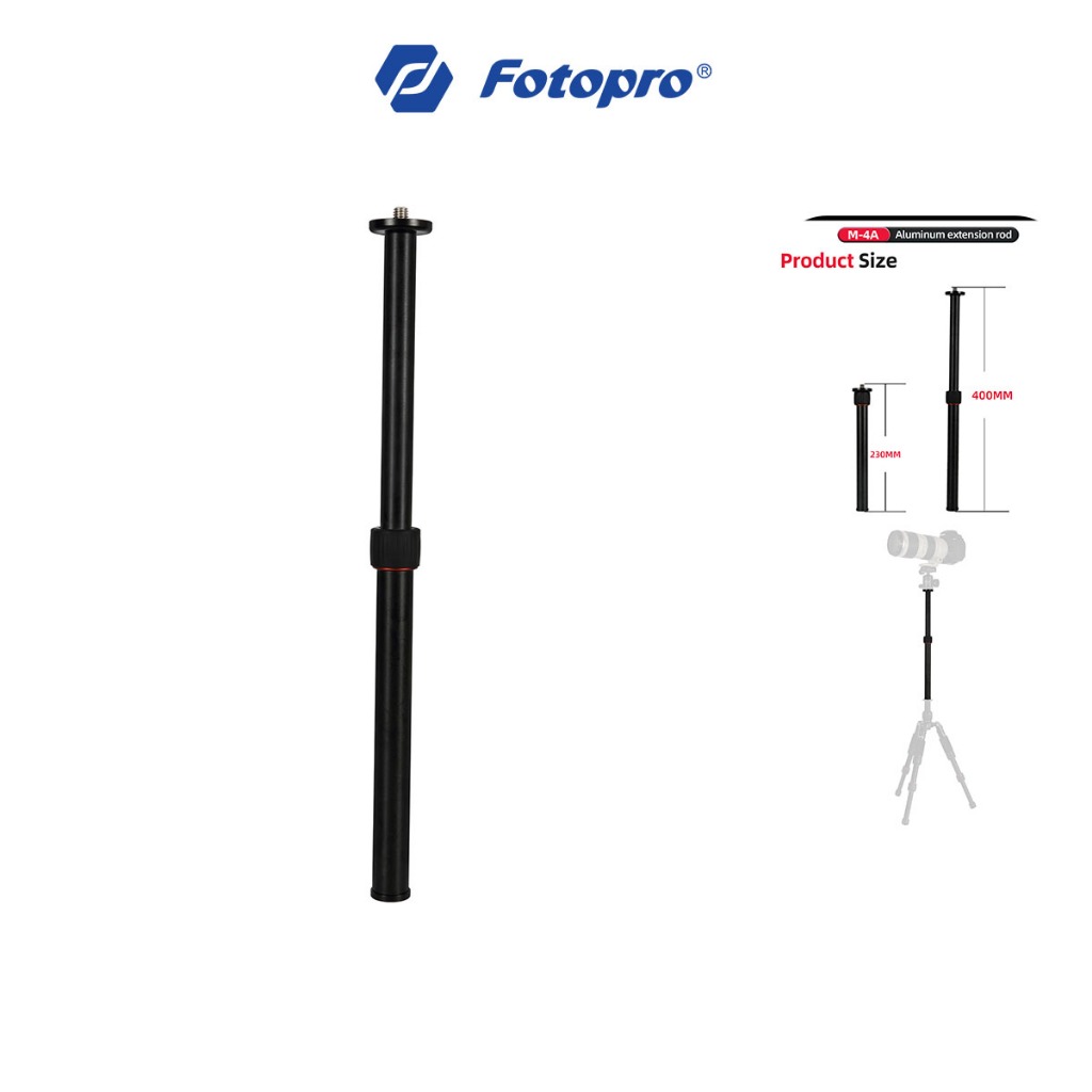 Fotopro M-4A สีดําขาตั้งกล้องขยายหลอด 16/40 ซม.อลูมิเนียม 2 ส่วนขาตั้งกล้องคอลัมน์น้ําหนักสูงสุด 22 