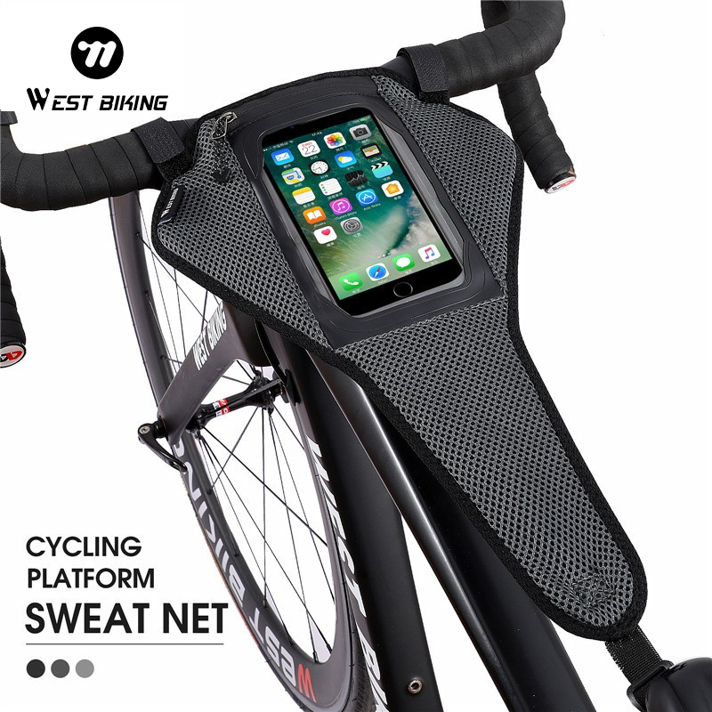 WEST BIKING จักรยาน Sweatband กระเป๋าโทรศัพท์ Anti เหงื่อตาข่ายอุปกรณ์เสริมสําหรับจักรยานเสือหมอบการฝึกอบรม Rigs Spin Bikes ราคา ถูกที่สุด ดีลบีเคเค