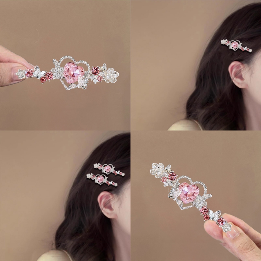 ประณีตหวาน Cool Love Rhinestone Hairpin หญิง Niche Design ด้านข้างคลิป Bangs Broken Hairpin Classy Hairpin Headdress
