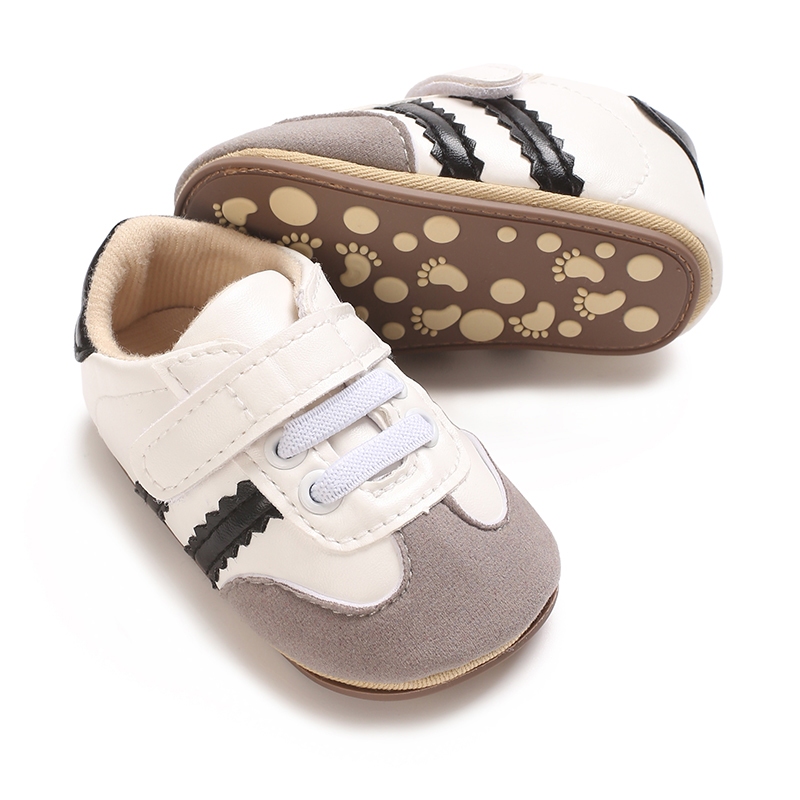 เด็กทารกชายหญิงรองเท้าแตะรองเท้าผ้าใบ Contrast สี PU หนัง Anti-Slip Sole Prewalker First Walker รองเท้า - รูปที่ 4