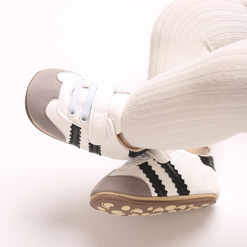 เด็กทารกชายหญิงรองเท้าแตะรองเท้าผ้าใบ Contrast สี PU หนัง Anti-Slip Sole Prewalker First Walker รองเท้า - รูปที่ 5