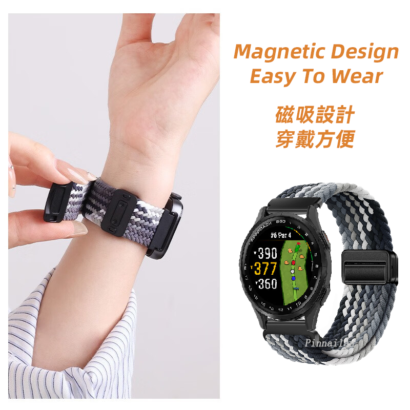 สําหรับ Garmin Approach S50 Watch Strap Magnetic Snap Nylon Strap ง่ายต่อการถอดและประกอบ