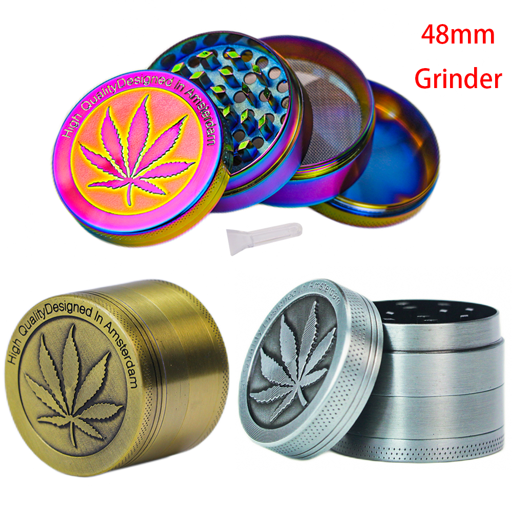 48 มม. ใบไม้สไตล์เฮิร์บ grinder แบบพกพาขนาดเล็ก 4 ชั้นวัสดุโลหะบดเครื่องมือครัวของขวัญวันหยุด
