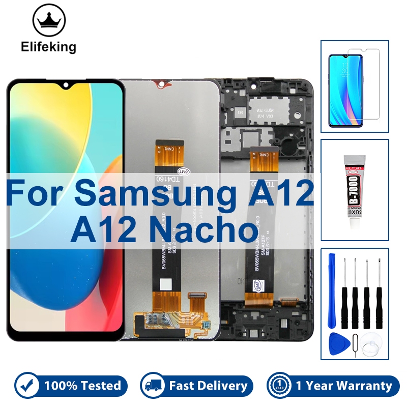 6.5 "LCD สําหรับ Samsung Galaxy A12 A125 Nacho A127 SM-A125F A127F/DS จอแสดงผล Touch Screen Digitizer Assembly With กรอบ
