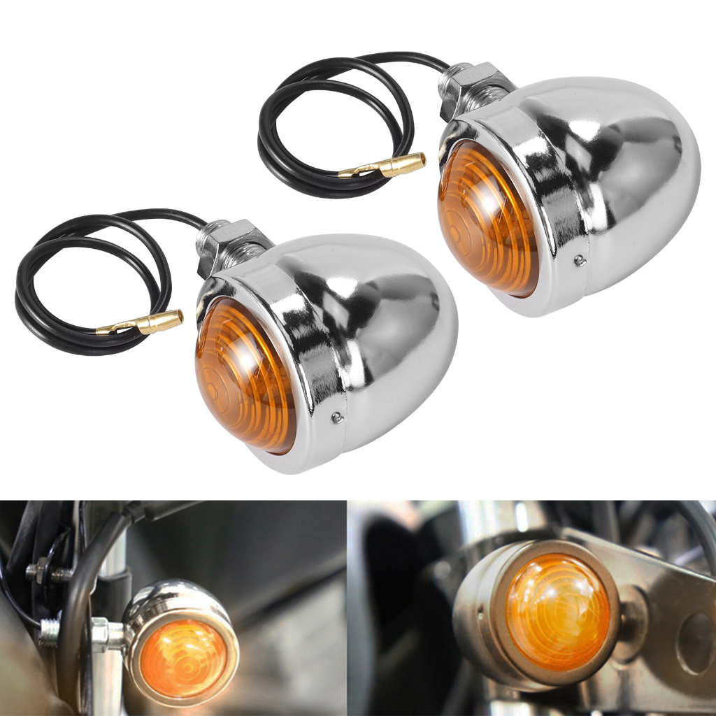 2 ชิ้นรถจักรยานยนต์ไฟเลี้ยวโลหะไฟแสดงสถานะโคมไฟ Cafe Racer Retro Led ไฟเลี้ยว Universal