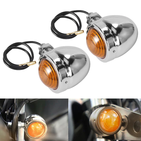 2 ชิ้นรถจักรยานยนต์ไฟเลี้ยวโลหะไฟแสดงสถานะโคมไฟ Cafe Racer Retro Led ไฟเลี้ยว Universal