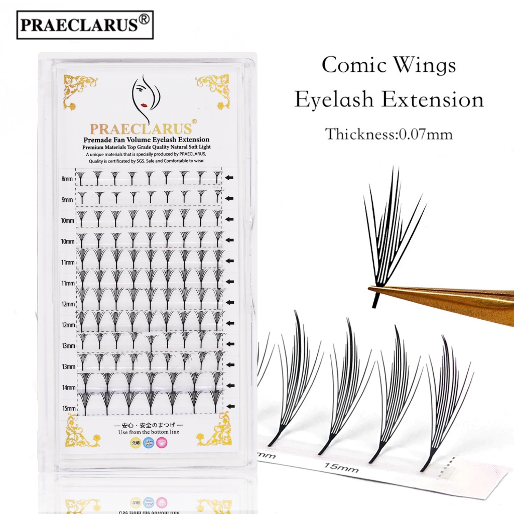 Paeclarus ปีกการ์ตูนอะนิเมะ Eyelash Extension ความหนา 0.07 มม.Premade Volume แฟน Feather Shape Spire Lashes นุ่มแสงธรรมชาติ – โปรปัง