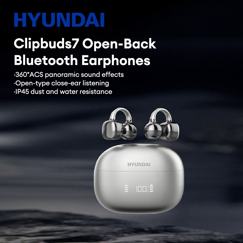 Hyundai Clipbuds7 ชุดหูฟังบลูทูธแบบเปิด 360° เสียงพาโนรามา บลูทู ธ 5.4 ไอพี45 กันน้ําชาร์จเร็วชุดหูฟังกีฬา